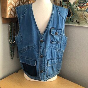 Vintage Woolrich Rugged Outdoor Wear Denim Utility Vest
